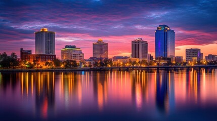 Fototapeta premium Majestic Wilmington, North Carolina Skyline at Dusk