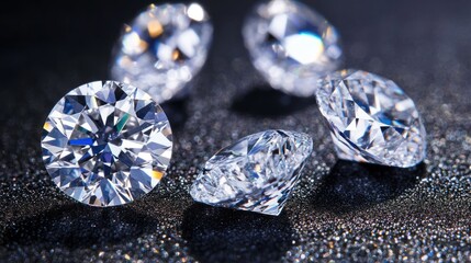 Diamonds on dark glitter background