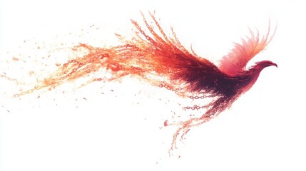 Fiery Phoenix Bird in Flight with Chains