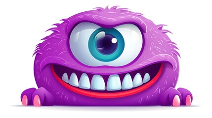 Naklejka premium Cyclops Violet Happy Monster with Shadow Illustration for Creative Projects