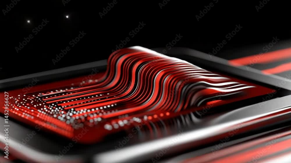 Poster abstract digital wave pattern with red and black colors representing technology and innovation in a 