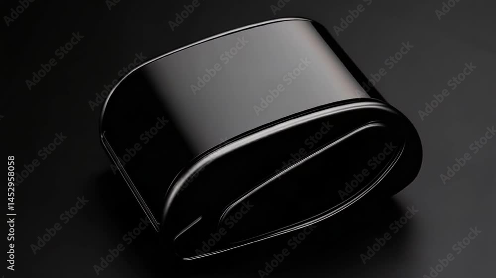 Poster glossy black cylinder container with smooth surface for modern product display and creative use in p