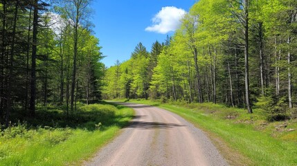 Fototapeta premium Empty dirt road through green summer forest