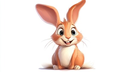 Obraz premium Cute cartoon bunny, happy expression