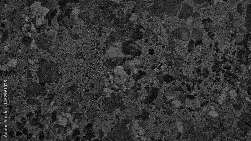 Poster gray black stone wall with many brown and blue structures as abstract rough textured background for 