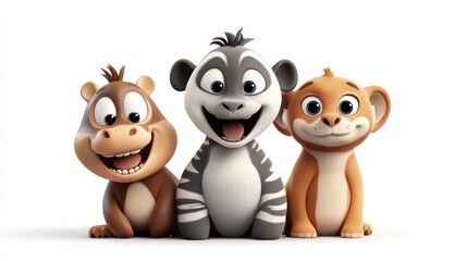 Cartoon animals sitting together