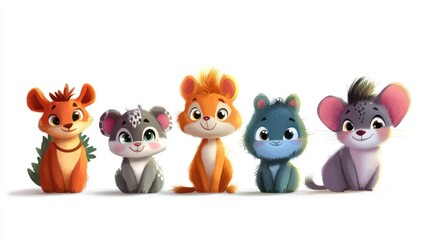 Naklejka premium Cute cartoon animal illustrations