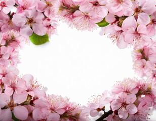 Obraz premium spring branches of flowers frame background pink blossoms branches isolated