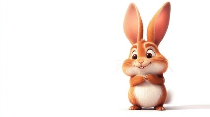 Obraz premium Cute cartoon rabbit, happy expression (1)