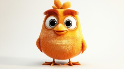 Cute, fluffy, orange bird character