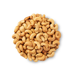 Roasted cashews isolated on white background