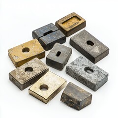 Collection of Textured Ceramic Blocks with Central Holes