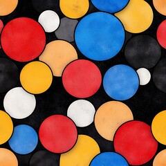 Colorful Circle Seamless Pattern on Black Background