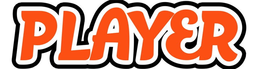 “Player” written in bold rounded letters. Two-tone vector design with lighter orange and darker black, perfect for sports and football-themed graphics