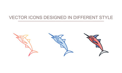 Marlin icon design with white background stock illustration