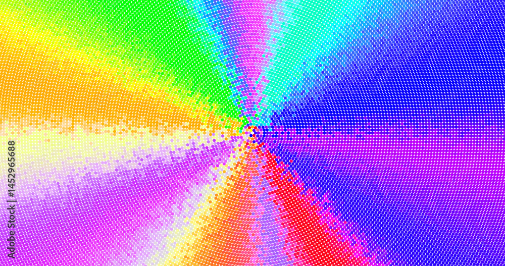 Poster bright concentric circle pattern with rainbow palette. style op art, psychedelic, digital abstractio