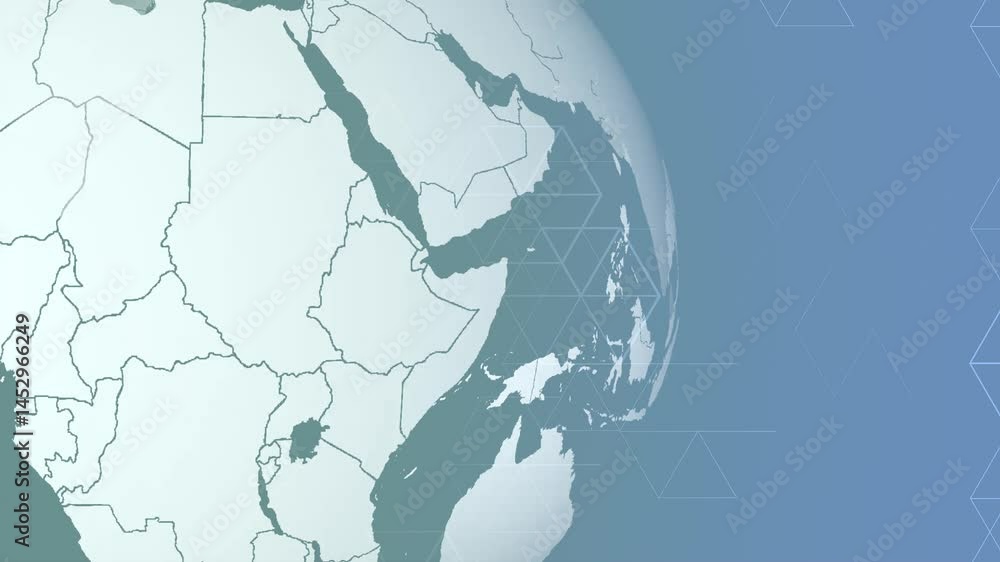 Poster animated globe with a minimalistic blue background and hexagonal patterns.