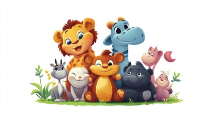 Cute cartoon animals in a group (1)