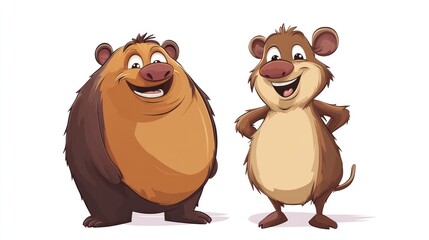 Two cartoon bears, happy and plump