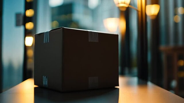 Mysterious Cardboard Box on a Table Near a Window
