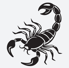 scorpion silhouette vector art illustration, black scorpion isolated on white