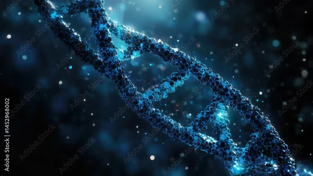 Poster A microscopic view of two strands of DNA intertwined