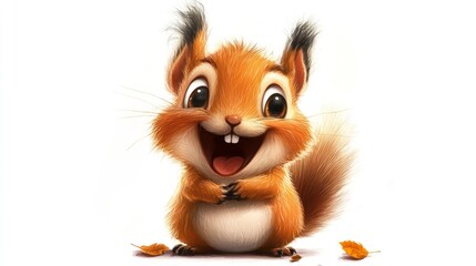 Cute cartoon squirrel with open mouth