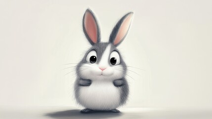 Obraz premium Adorable cartoon rabbit, fluffy, cute
