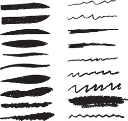 Collection of vector charcoal artistic strokes