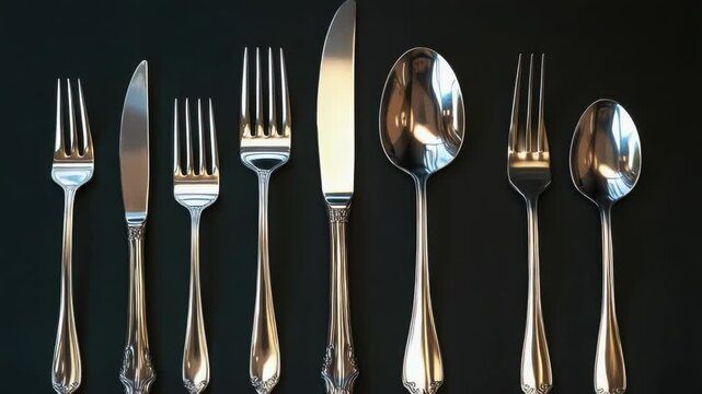 A collection of silverware featuring forks and spoons, useful for everyday use or as a decorative piece