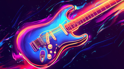 vibrant neon electric guitar