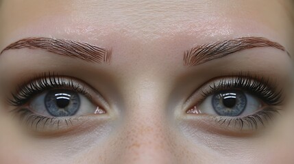 Obraz premium Closeup Eyes Beautiful Woman Microbladed Eyebrows