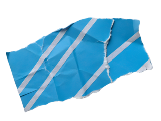 Crumpled Blue Lined Paper Texture Isolated on transparent background cutout, PNG file, Cutout file