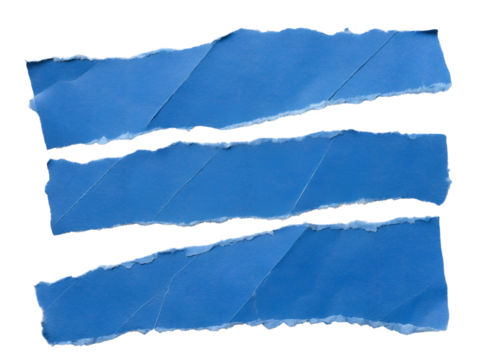 Torn Blue Paper Strips Isolated on transparent background cutout, PNG file, Cutout file