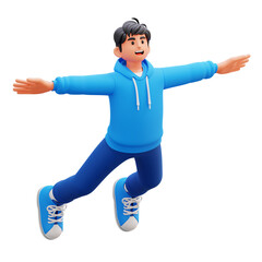 3D Illustration Happy Boy Character