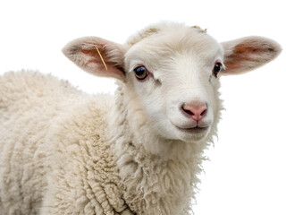 Obraz premium Portrait of a Young Lamb Isolated on transparent background cutout, PNG file, Cutout file