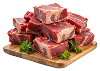 raw meat on a cutting isolated on white background