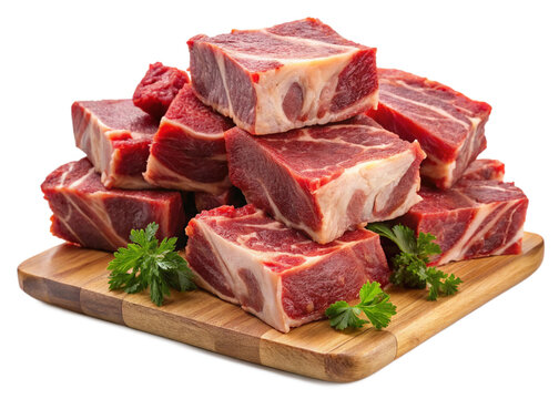 raw meat on a cutting isolated on white background