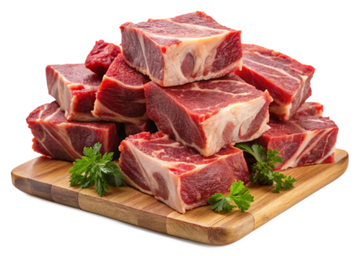 raw meat on a cutting isolated on white background