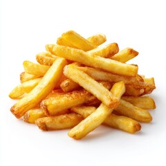 Pile of french fries isolated on white background