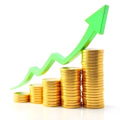 Money growth visualized by stacks of coins detail high resolution picture