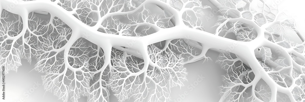 Aufkleber abstract white branching structure resembling roots, veins, or a complex network on a white backgrou
