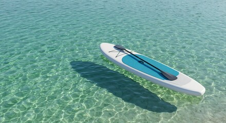 Stand-Up Paddleboard Floating On Clear Water  