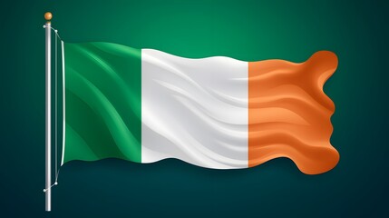 Professional Illustration of the Irish Flag on White Background for Design Projects