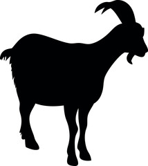Goat Silhouette Icon – Black Farm Animal Vector Graphic