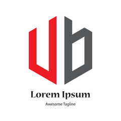 ub letter polygon shape logo design icon