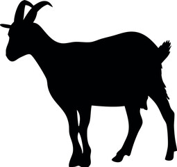 Goat Silhouette Icon – Black Farm Animal Vector Graphic