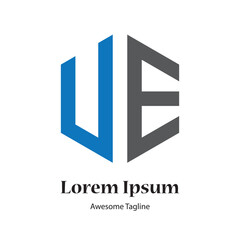 Fototapeta premium ue letter creative polygon shape logo design icon