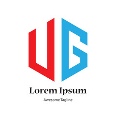 ug letter polygon shape logo design icon