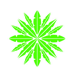 Naklejka premium Lime green botanical pattern featuring radial symmetry on a solid black backdrop